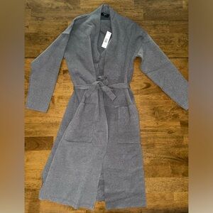 Gray Cardigan with Tie